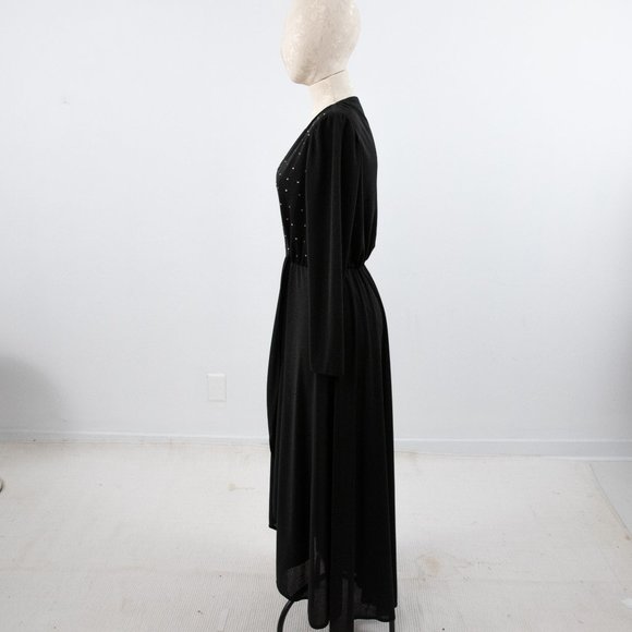 Vintage 70s M/L Disco Halloween Diamonds Sexy Dress Black - Picture 6 of 9